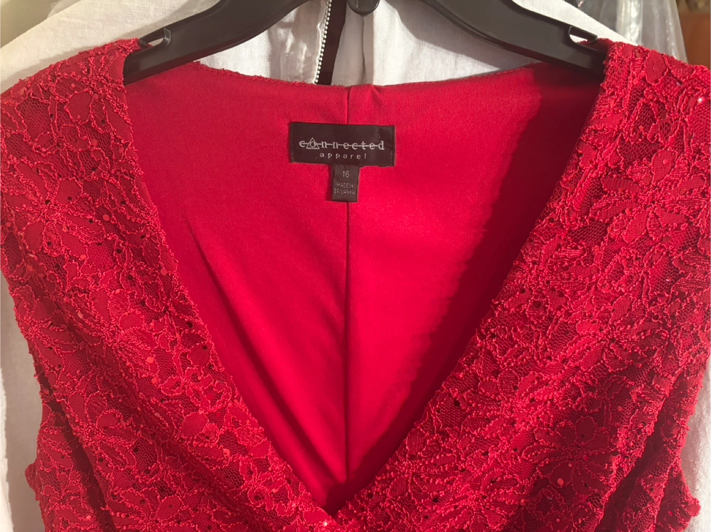 Connected Apparel Red Lace Dress Size 16 - photo 3