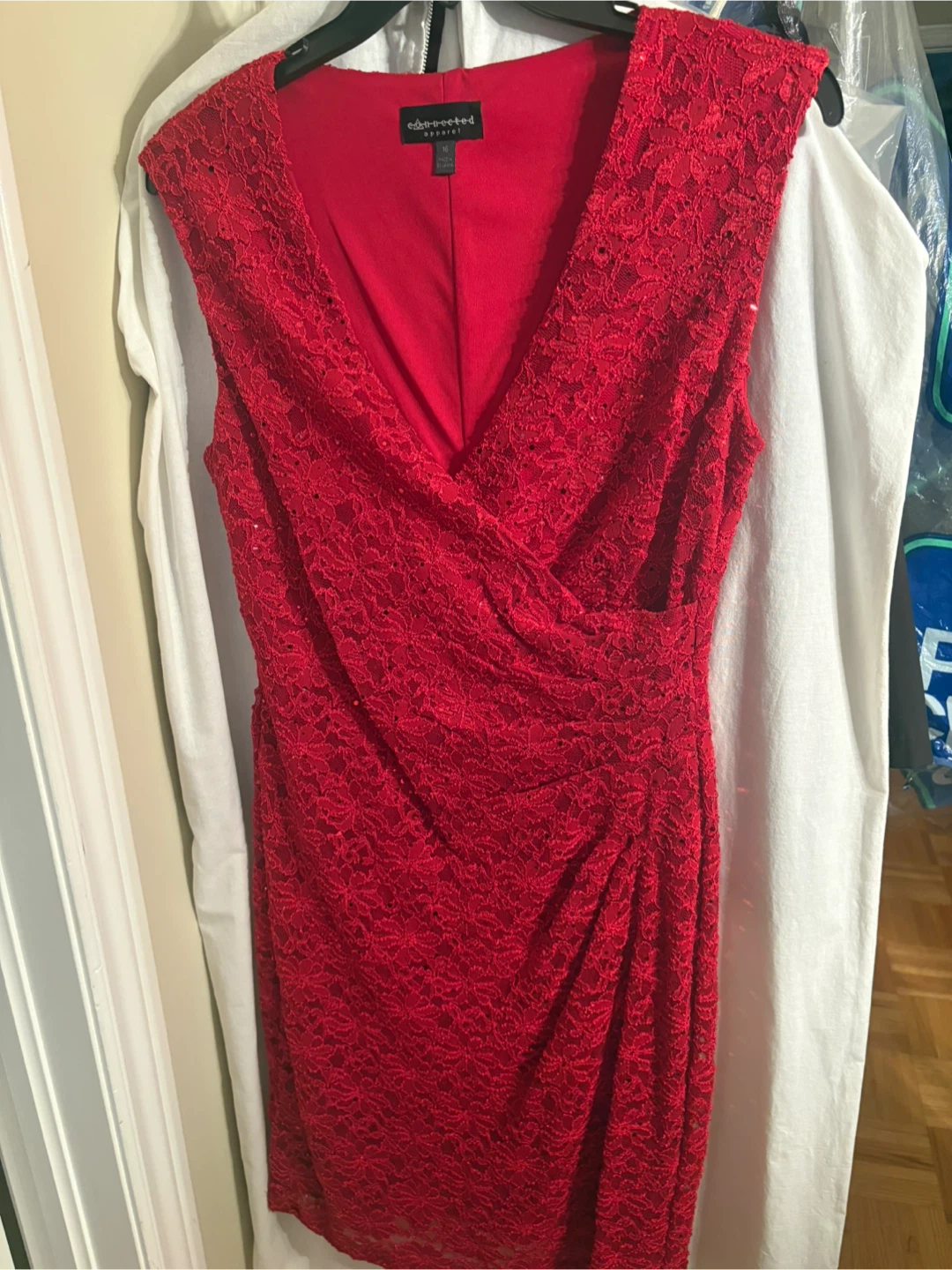 Connected Apparel Red Lace Dress Size 16 - photo 5