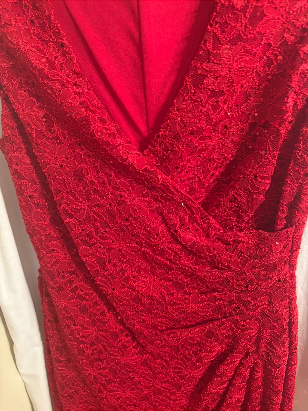 Connected Apparel Red Lace Dress Size 16 - photo 4