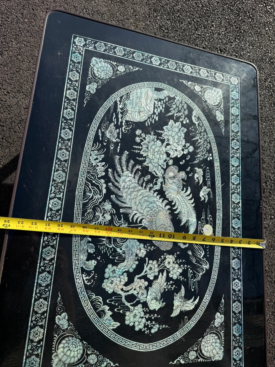 Vintage Black Lacquer Tray with Mother of Pearl Inlay - photo 4
