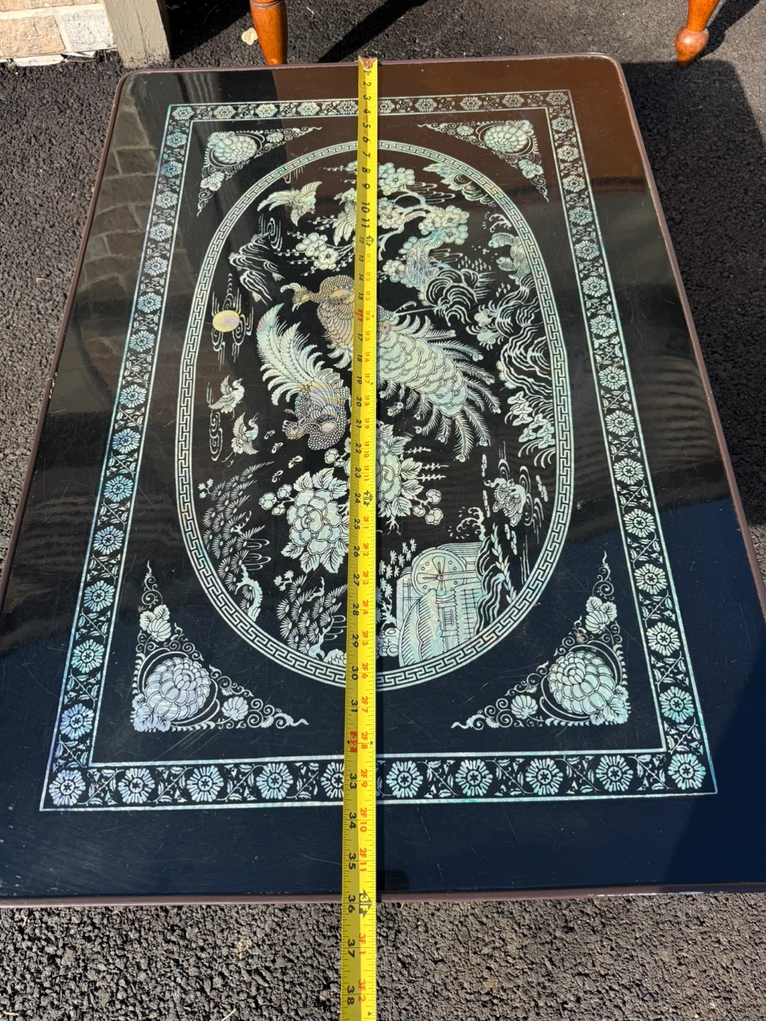 Vintage Black Lacquer Tray with Mother of Pearl Inlay - photo 5