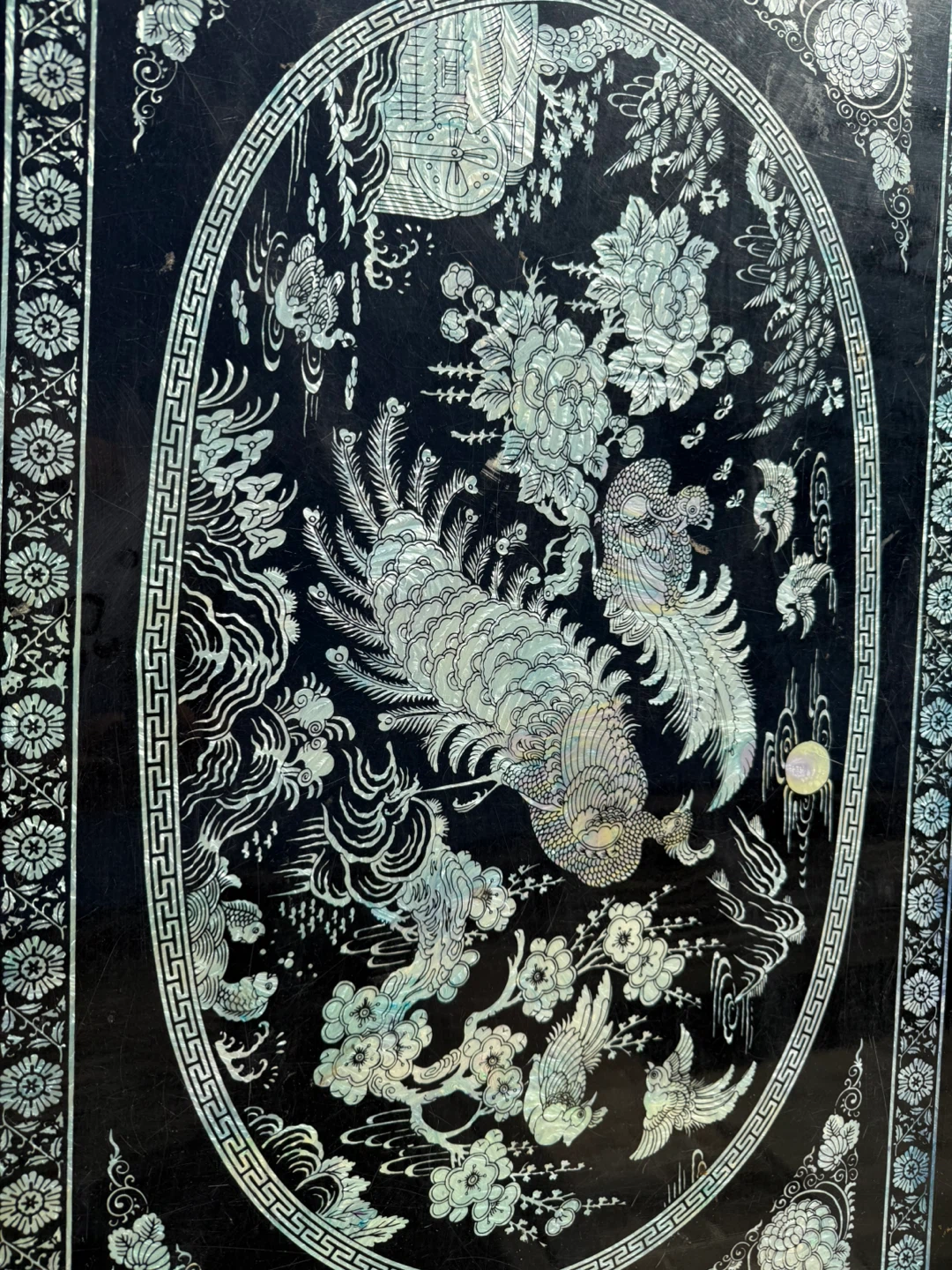 Vintage Black Lacquer Tray with Mother of Pearl Inlay - photo 3
