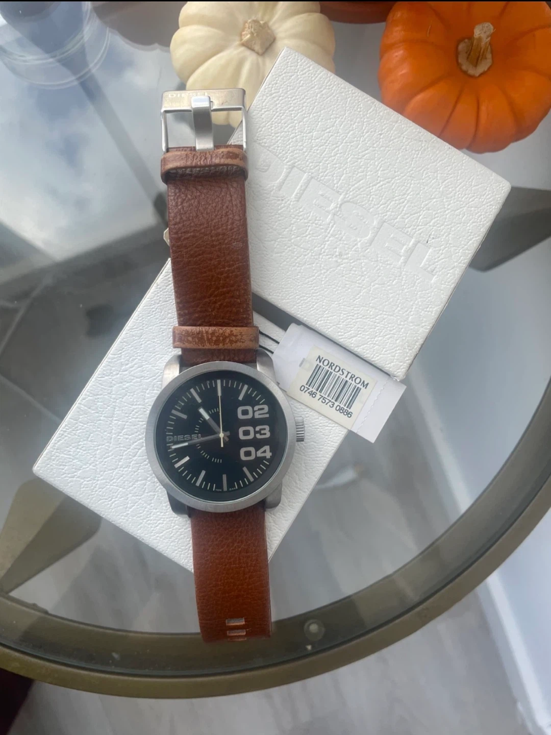 🥕Diesel Unisex Watch with Brown Leather Strap