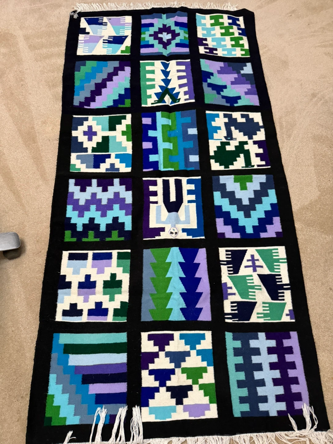 Hand made wool woven Runner with Geometric Patterns - photo 4