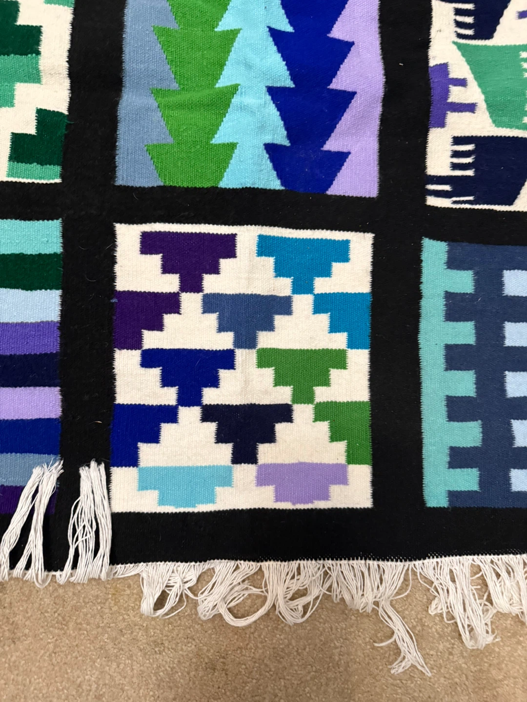 Hand made wool woven Runner with Geometric Patterns - photo 3