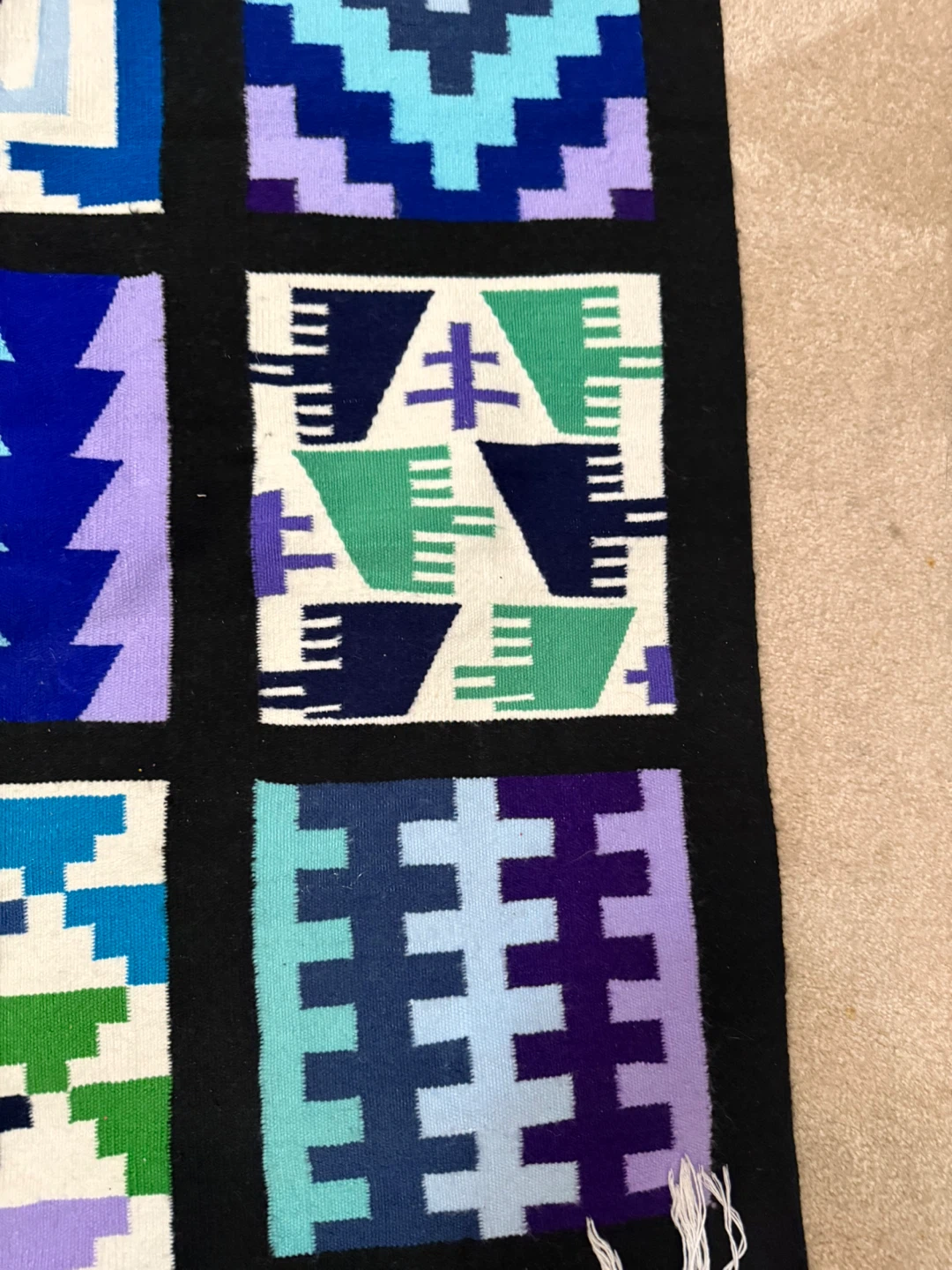 Hand made wool woven Runner with Geometric Patterns - photo 2