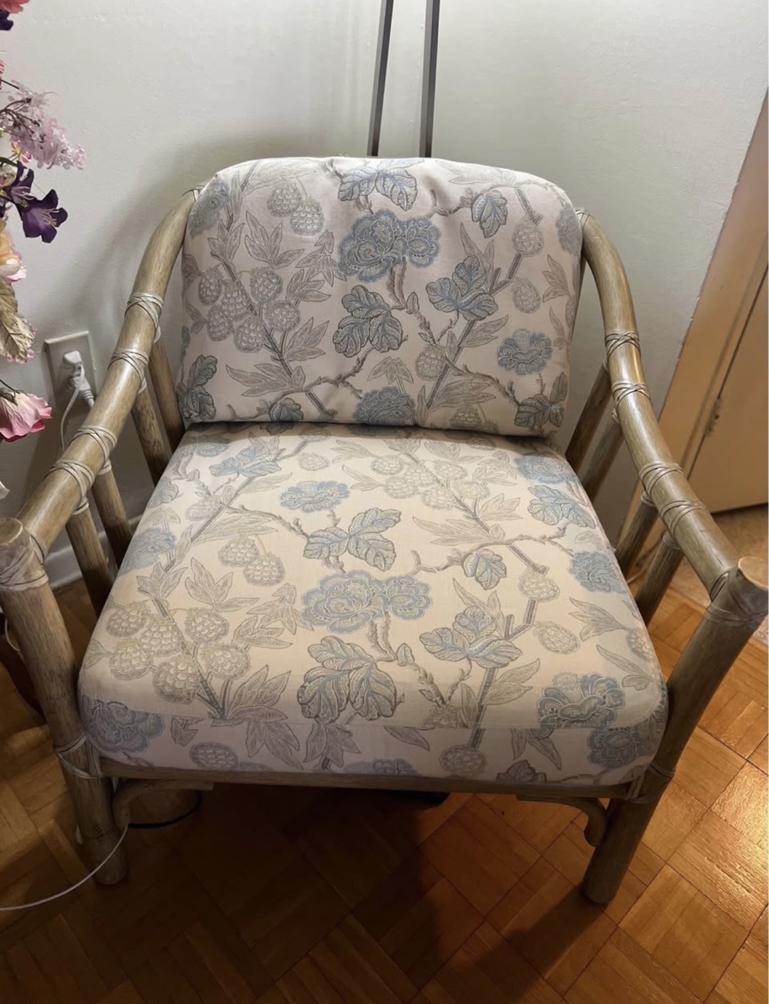 Rattan Armchair with Floral Cushions - photo 2