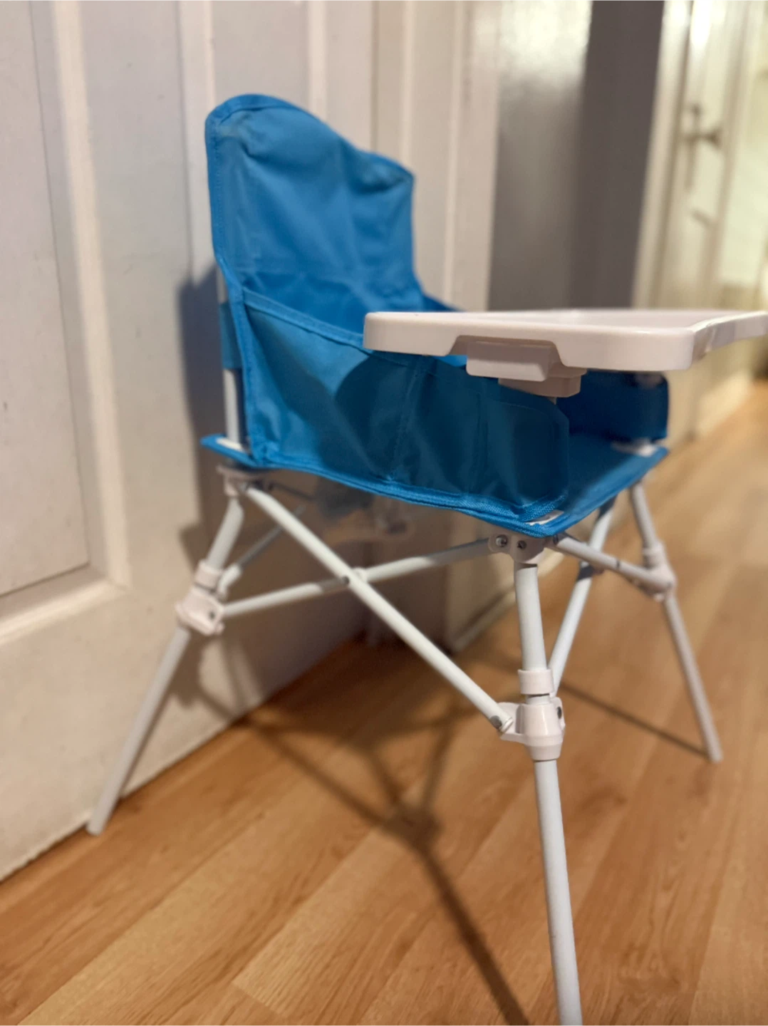 Blue Portable Baby High Chair with Tray - photo 2