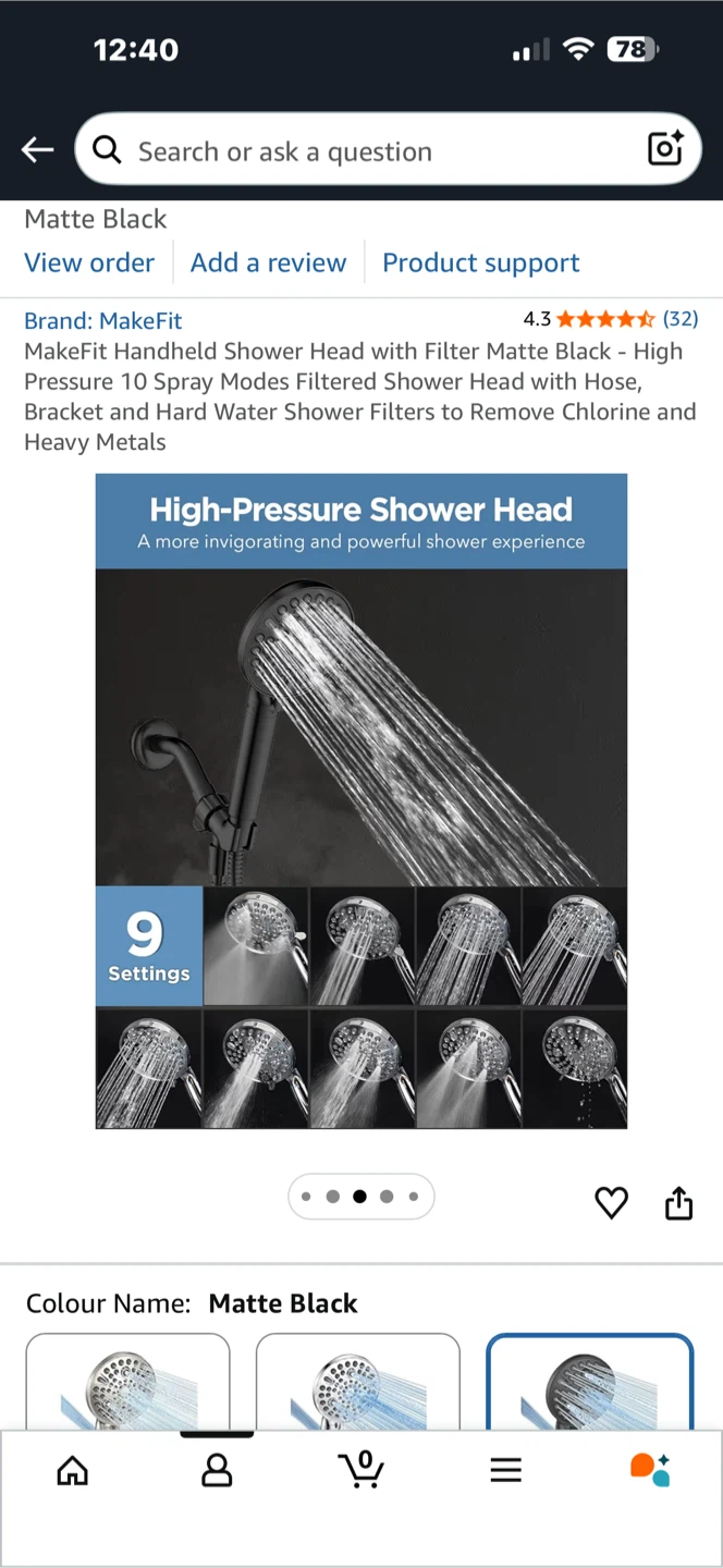 MakeFit Handheld Shower Head with Filter - Matte Black - photo 5