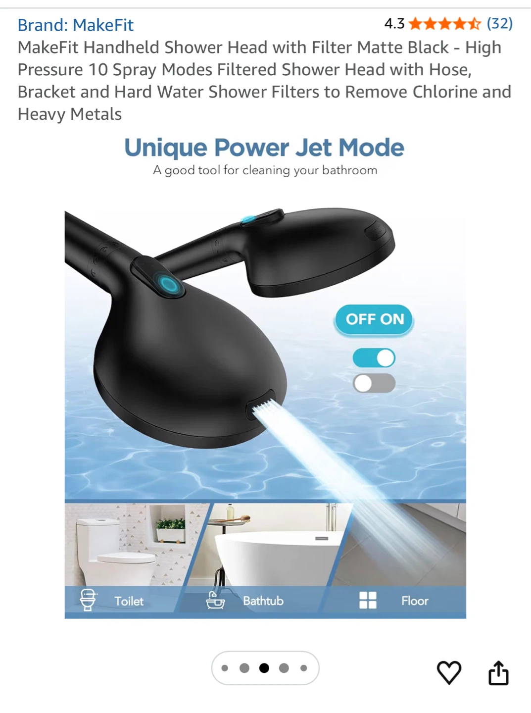 MakeFit Handheld Shower Head with Filter - Matte Black - photo 4