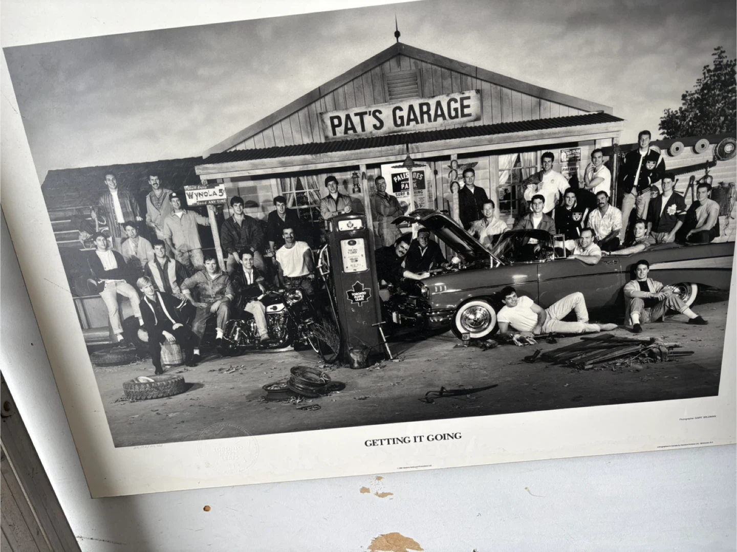 Pat's Garage Vintage Print - "Getting It Going"