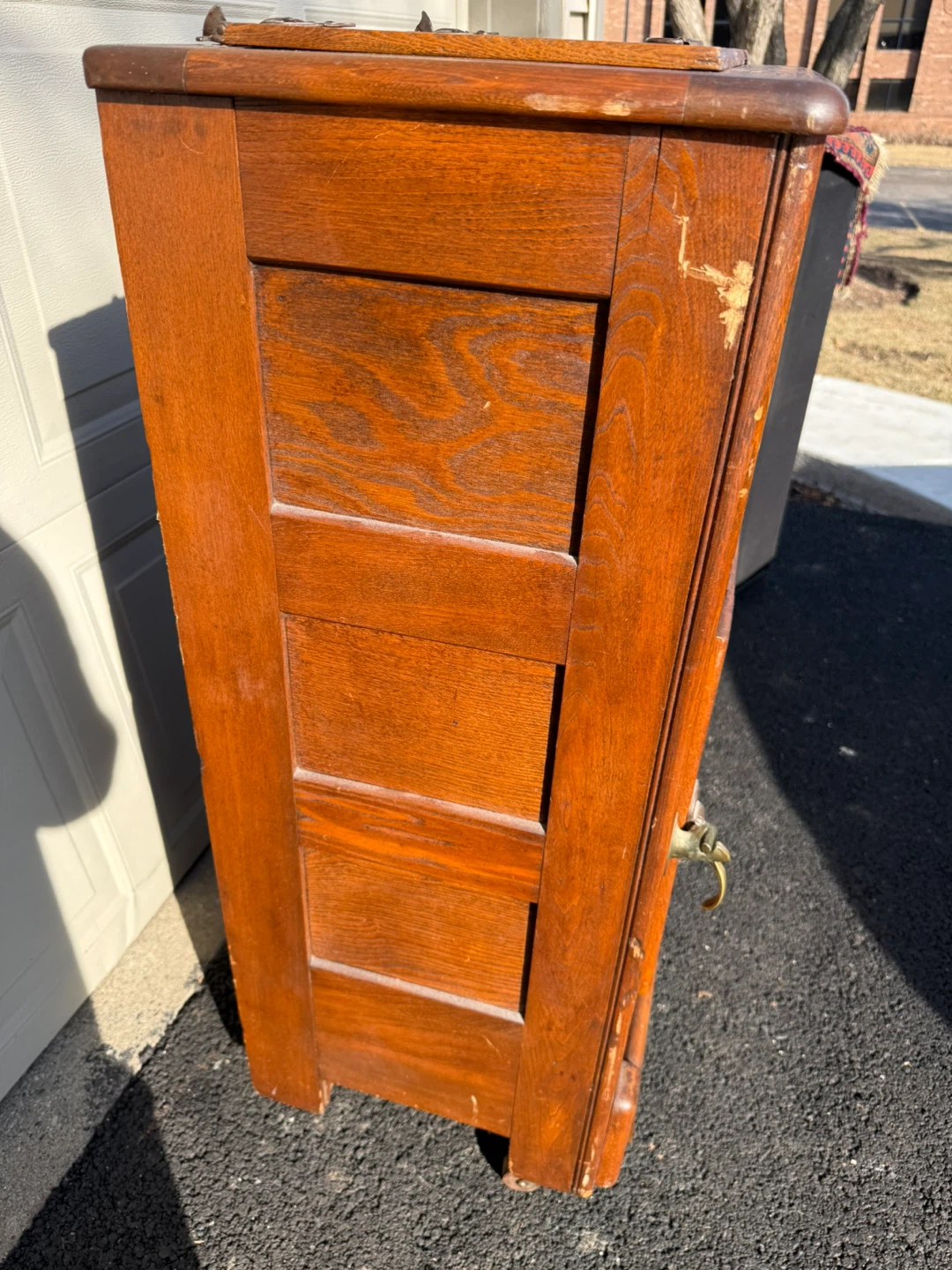 Antique Wooden Ice Box Refrigerator - photo 3