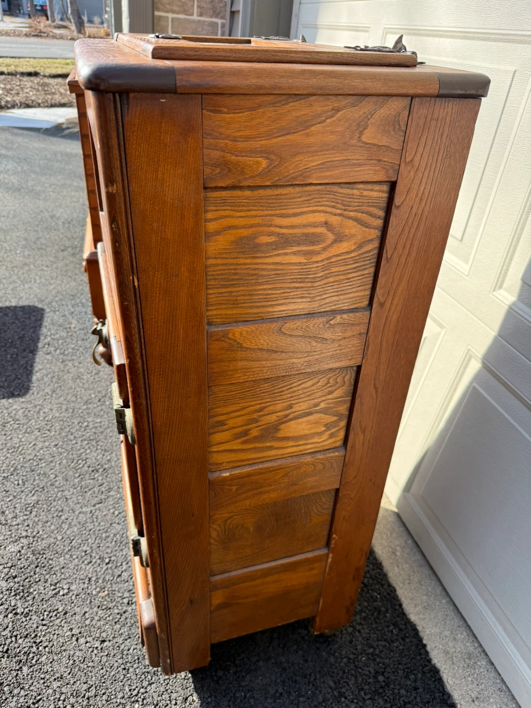 Antique Wooden Ice Box Refrigerator - photo 4