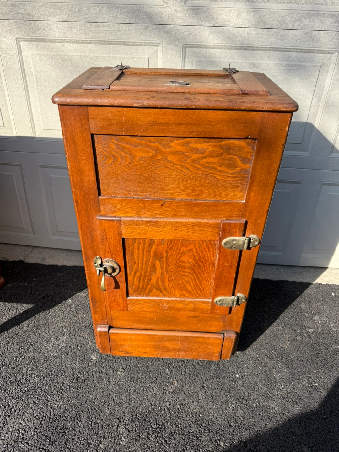 Antique Wooden Ice Box Refrigerator