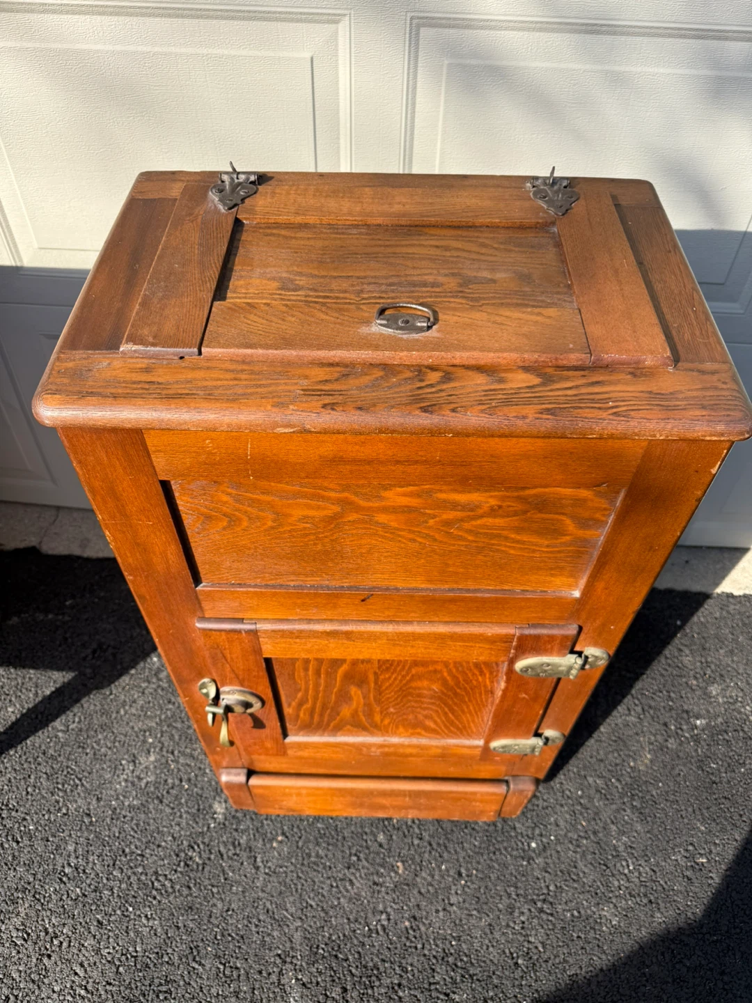 Antique Wooden Ice Box Refrigerator - photo 2