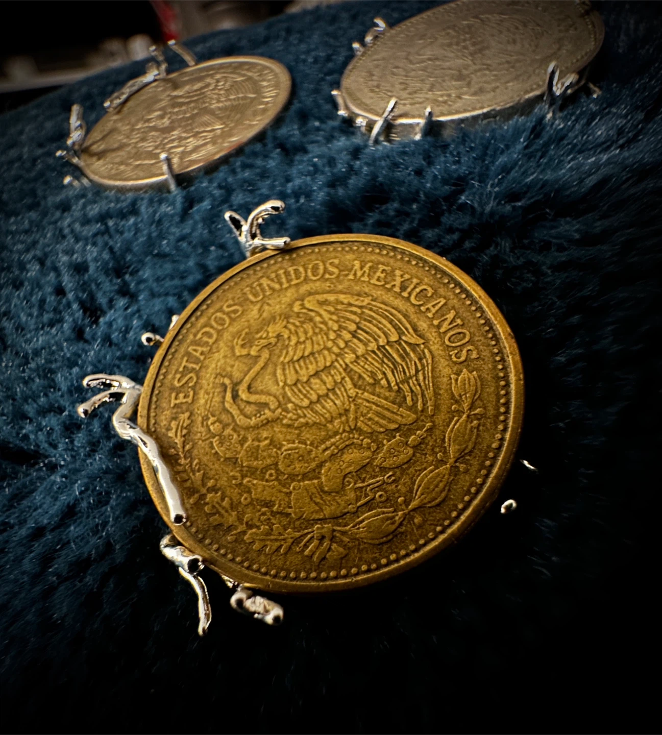 Vintage Mexican Peso Coin Pendant Set