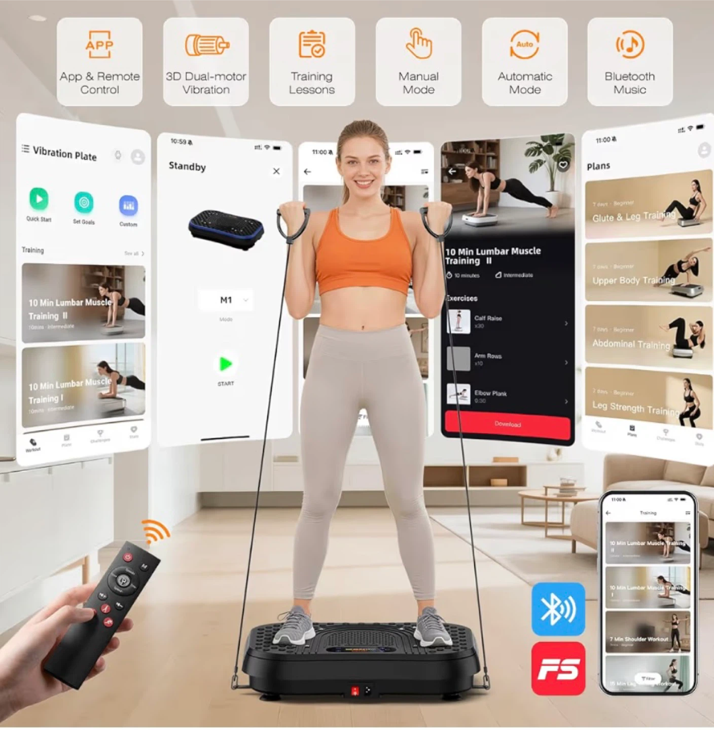 TAEVNO 3D Dual-Motor Vibration Plate with Remote and App Control - photo 2