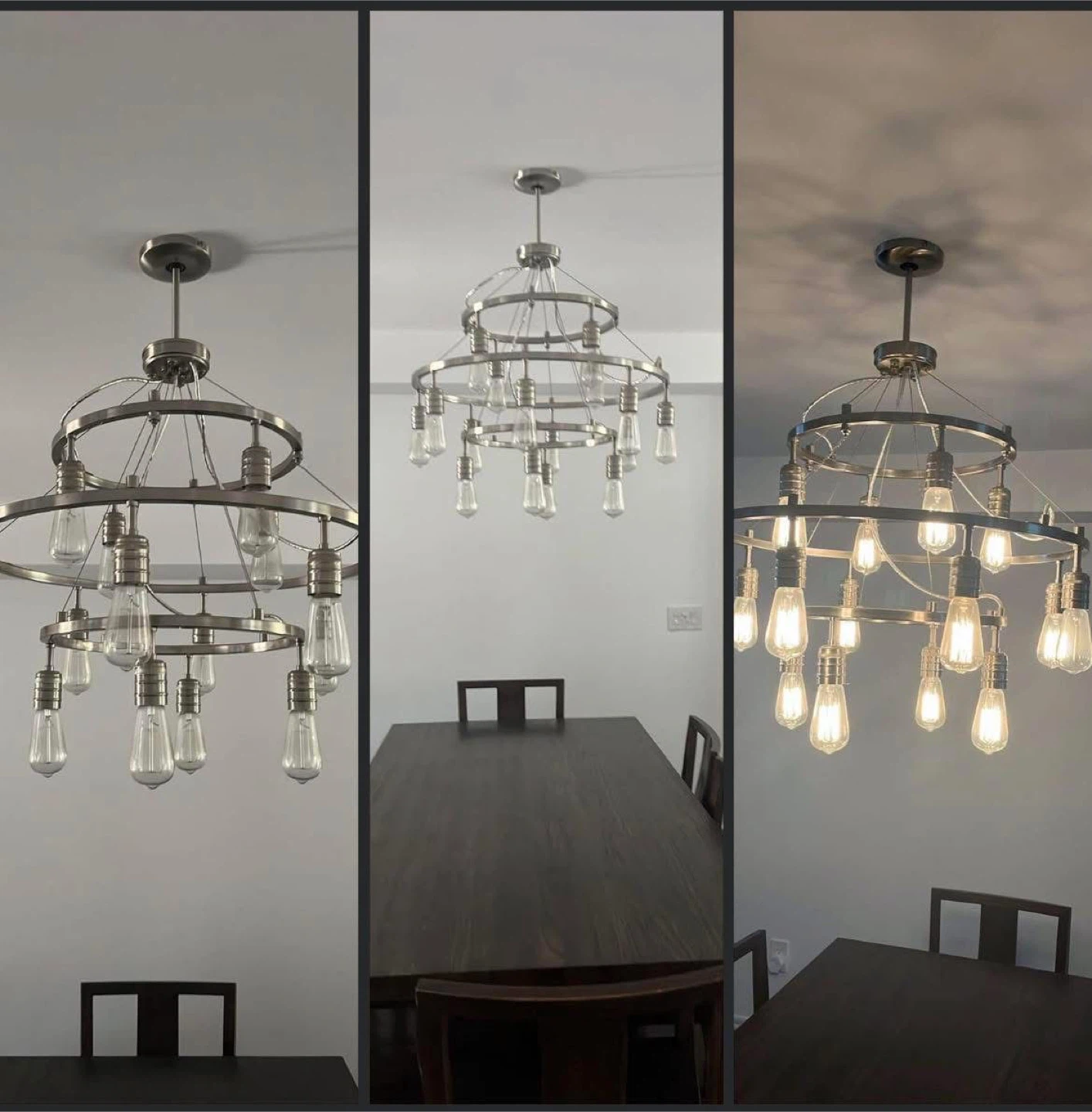 Two-Tier Chandelier with Edison Bulbs