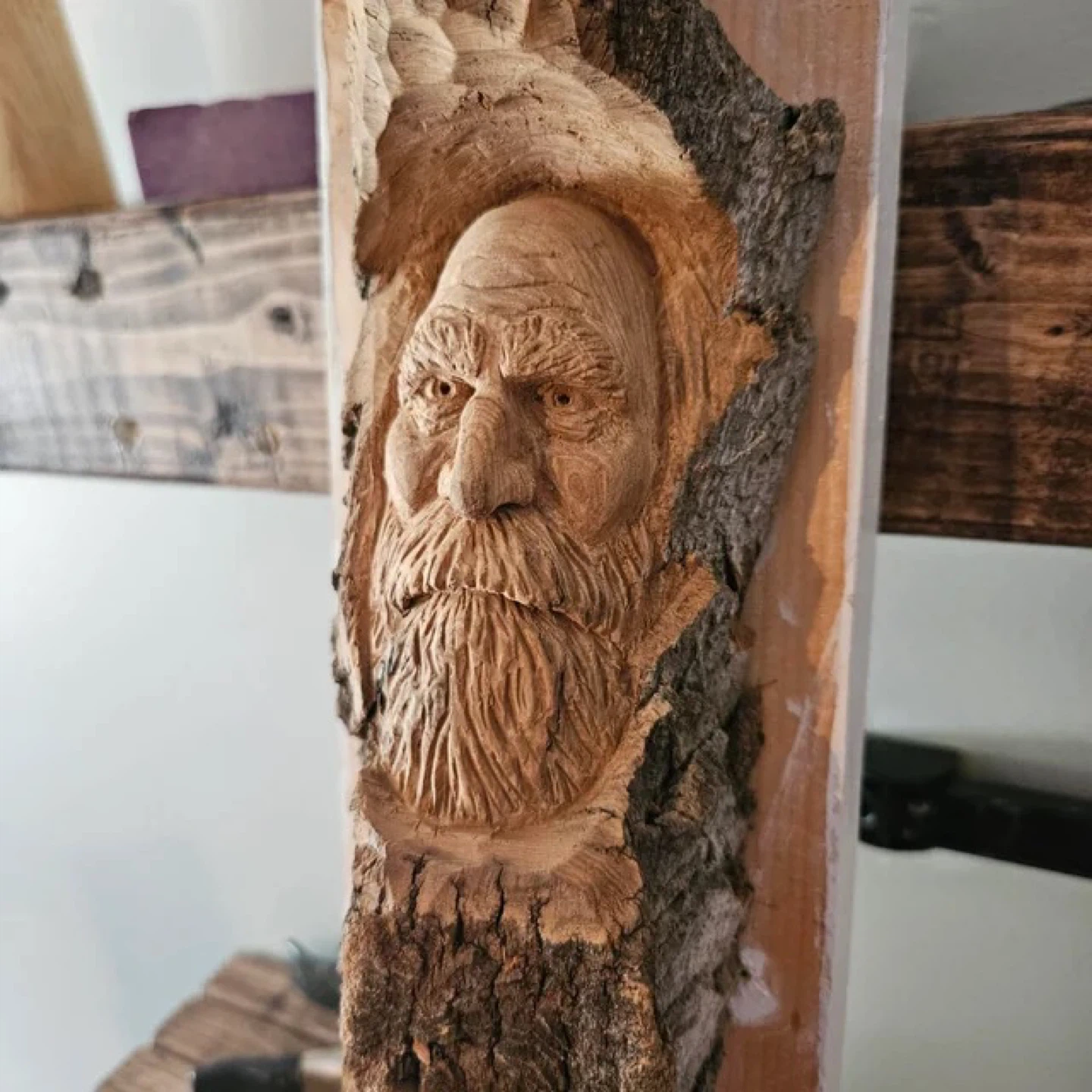 Hand-Carved Wood Spirit House Wall Art - photo 4