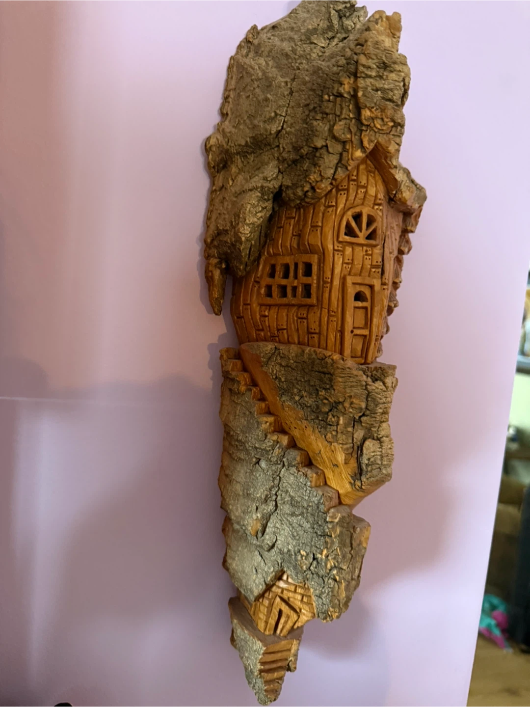 Hand-Carved Wood Spirit House Wall Art - photo 2