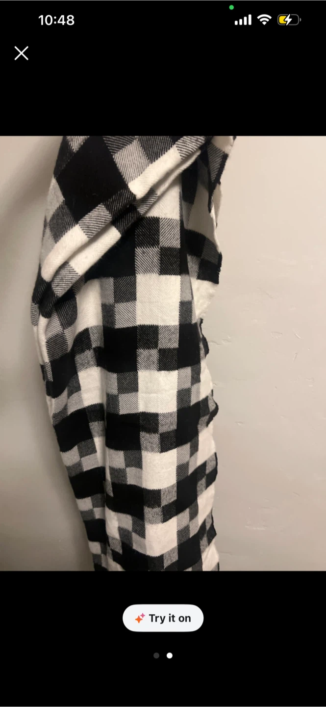 Black and White Plaid Scarf🥕 - photo 2