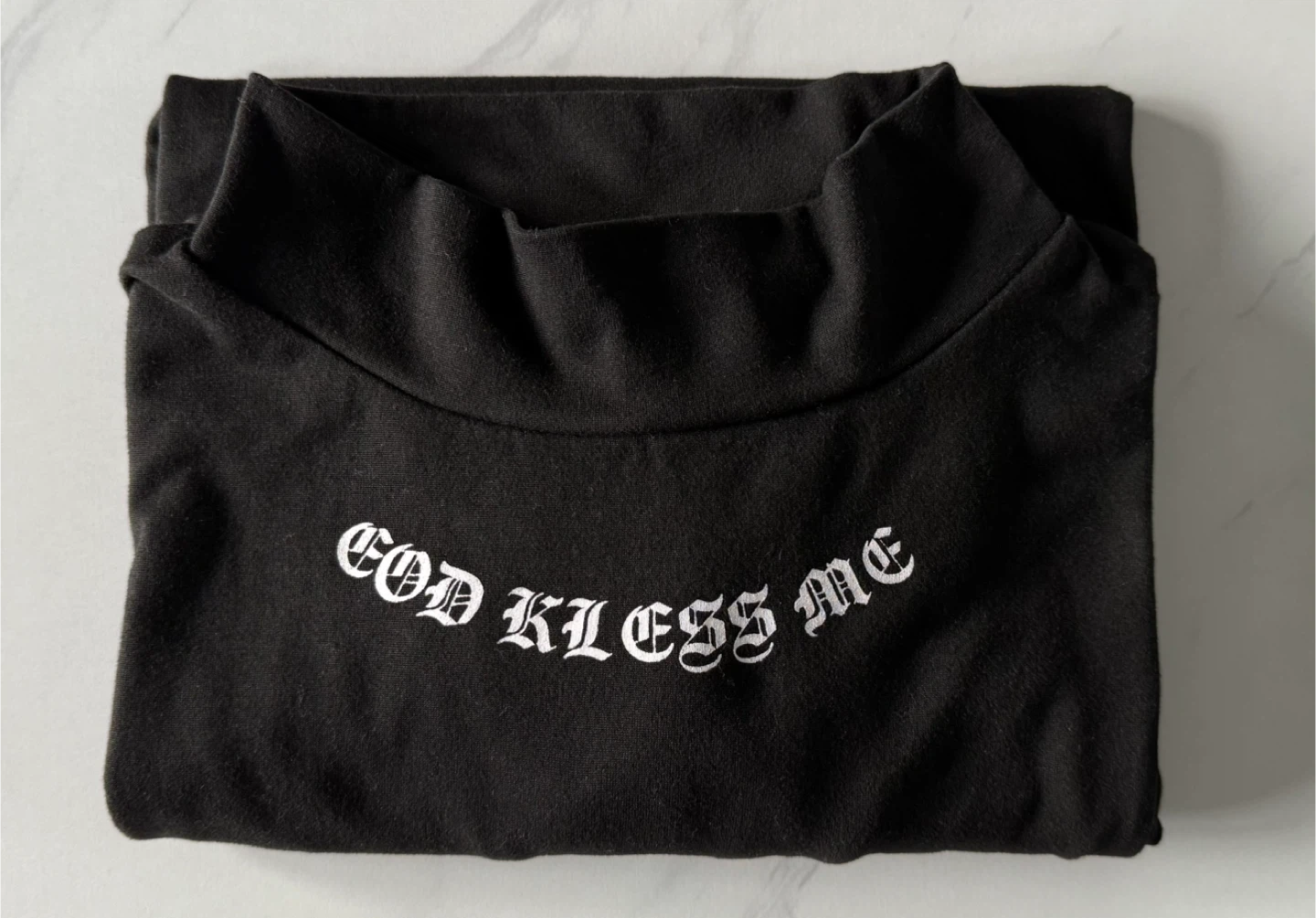 Black Mock Neck Graphic T-Shirt