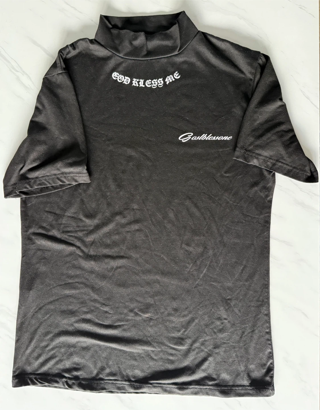 Black Mock Neck Graphic T-Shirt - photo 2