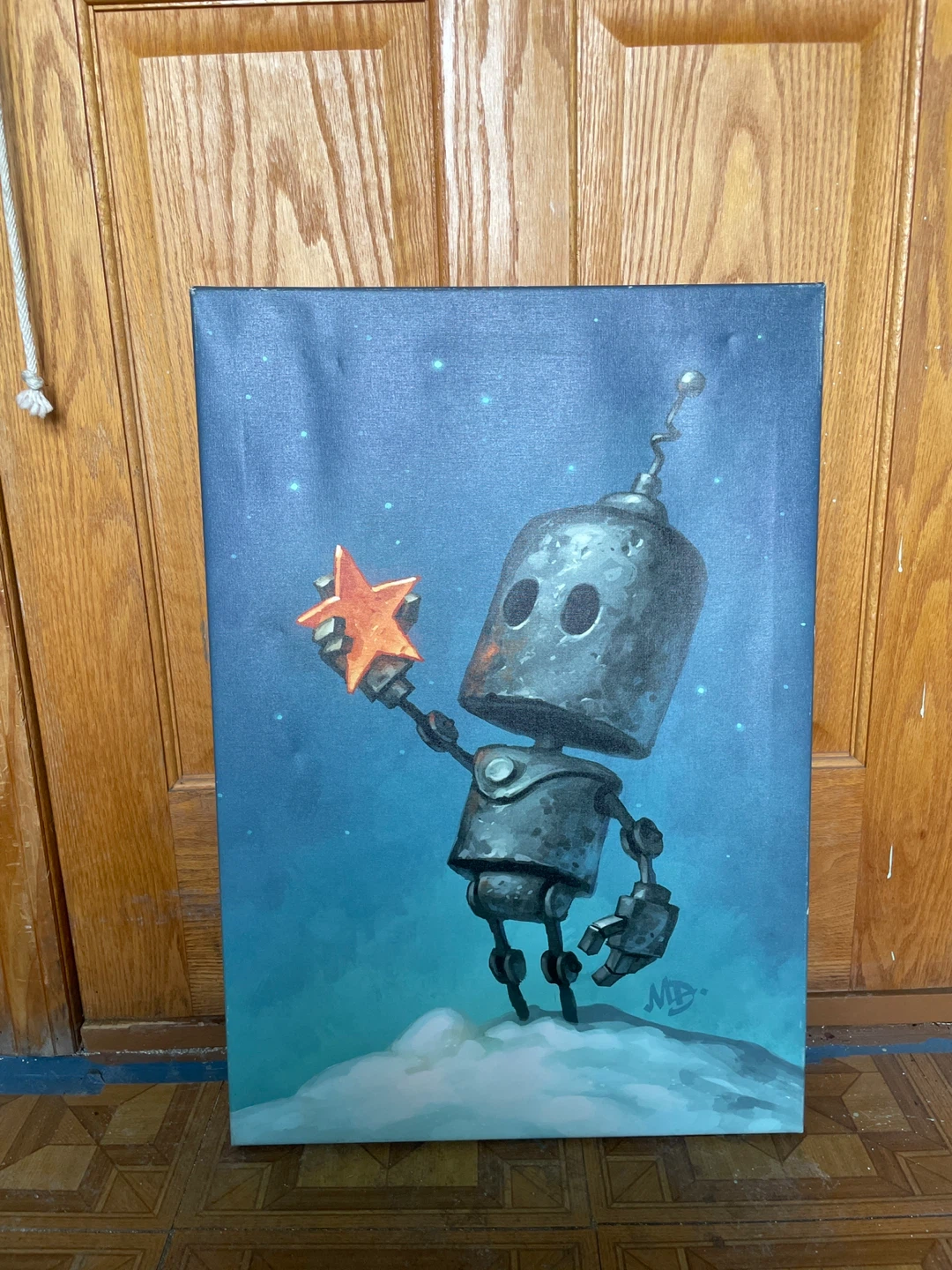 Robot Holding Star Canvas Art - photo 2