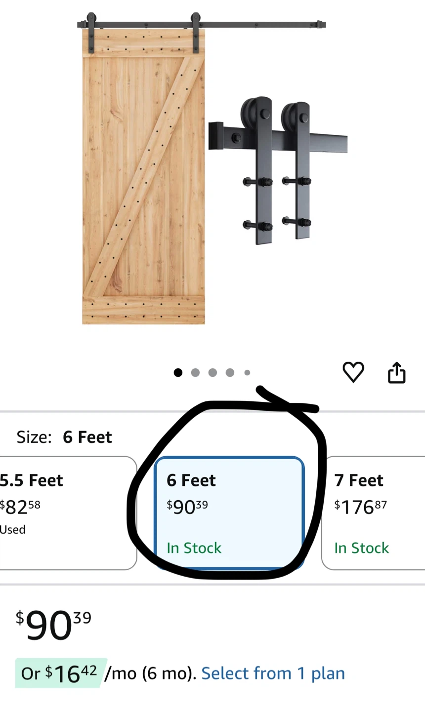 Sliding Barn Door Hardware Kit - 6 Feet