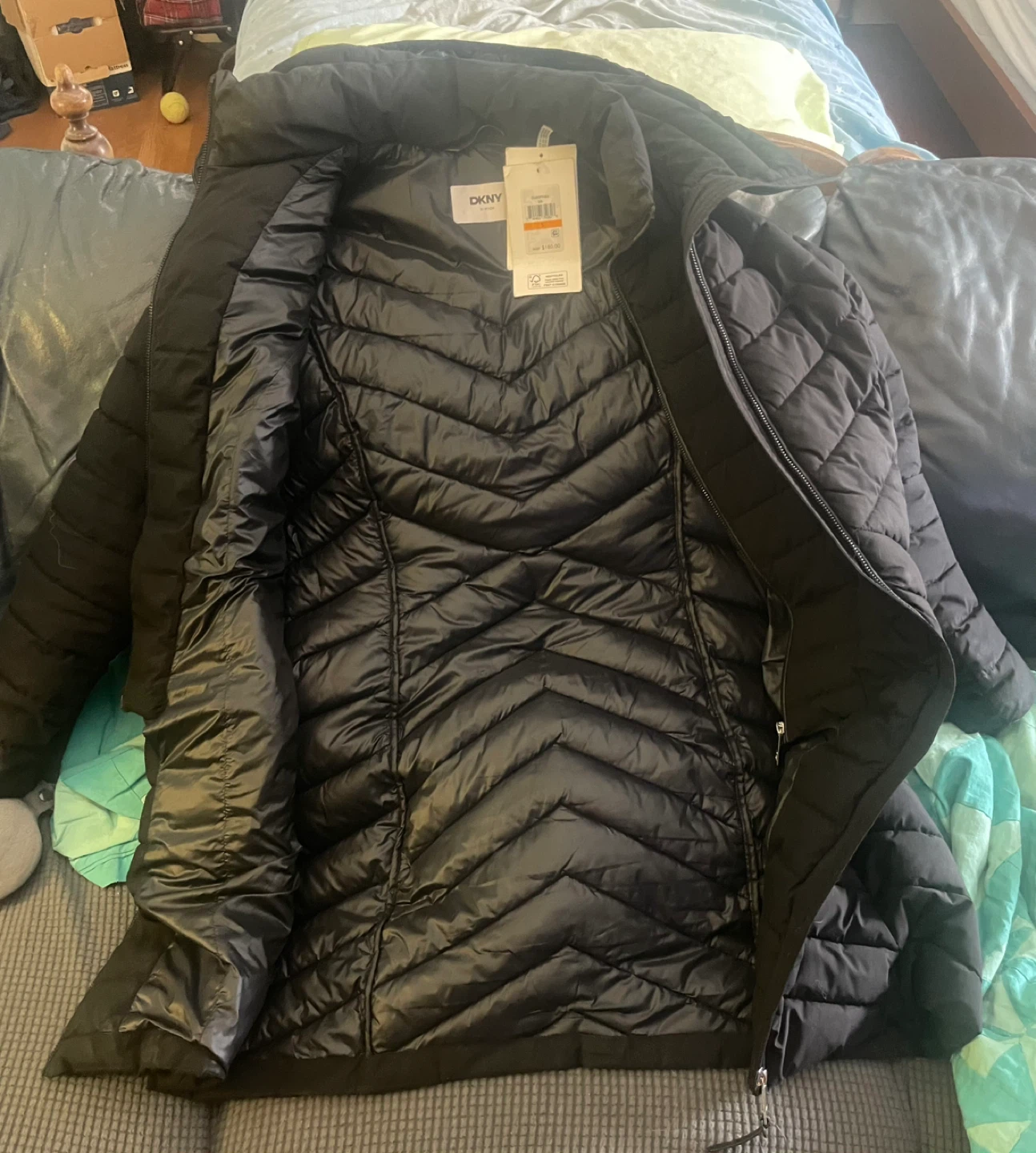 DKNY Black Puffer Coat with Hood - photo 5