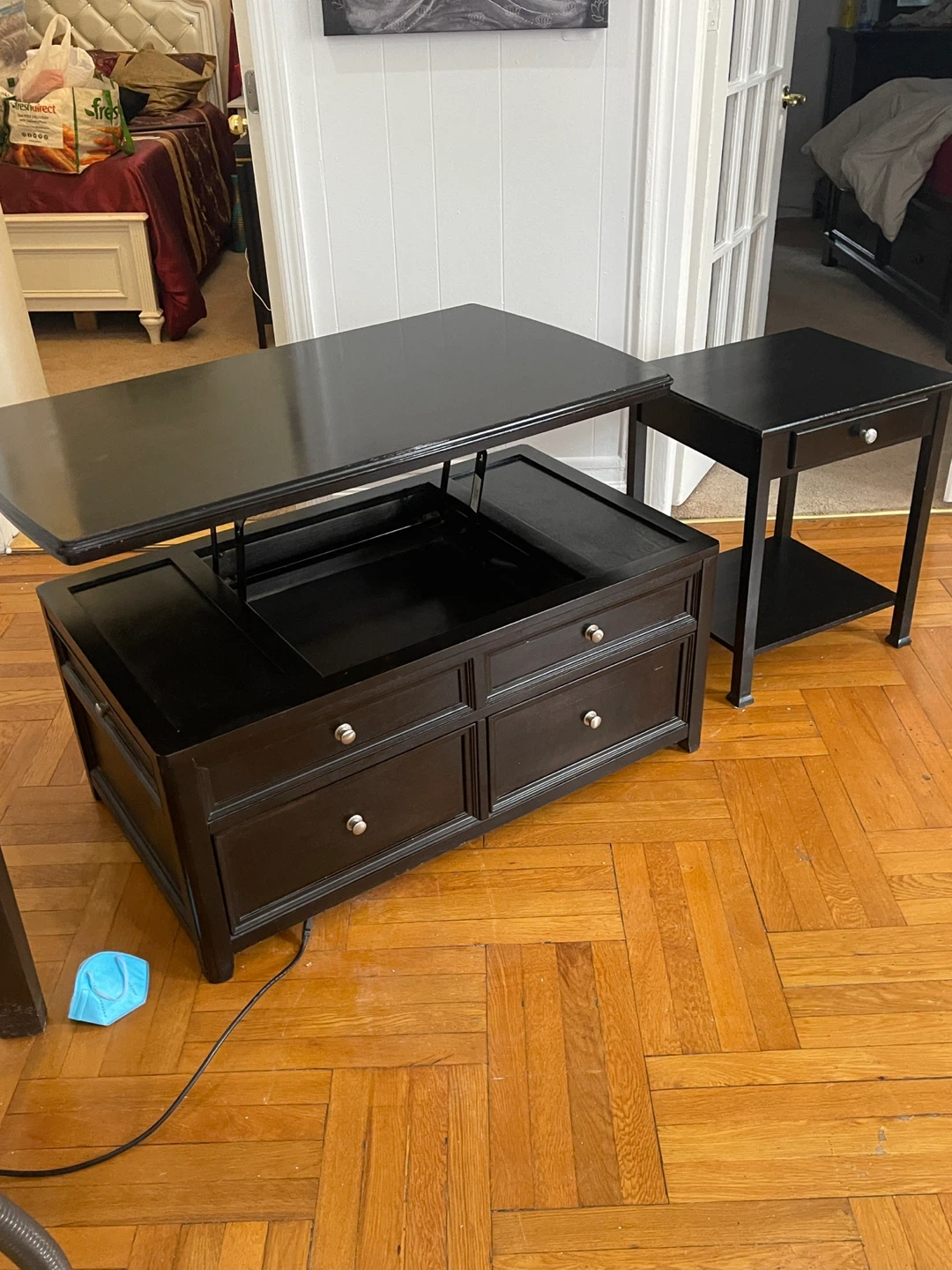 Lift Top Storage Coffee Table with Matching End Table - photo 5