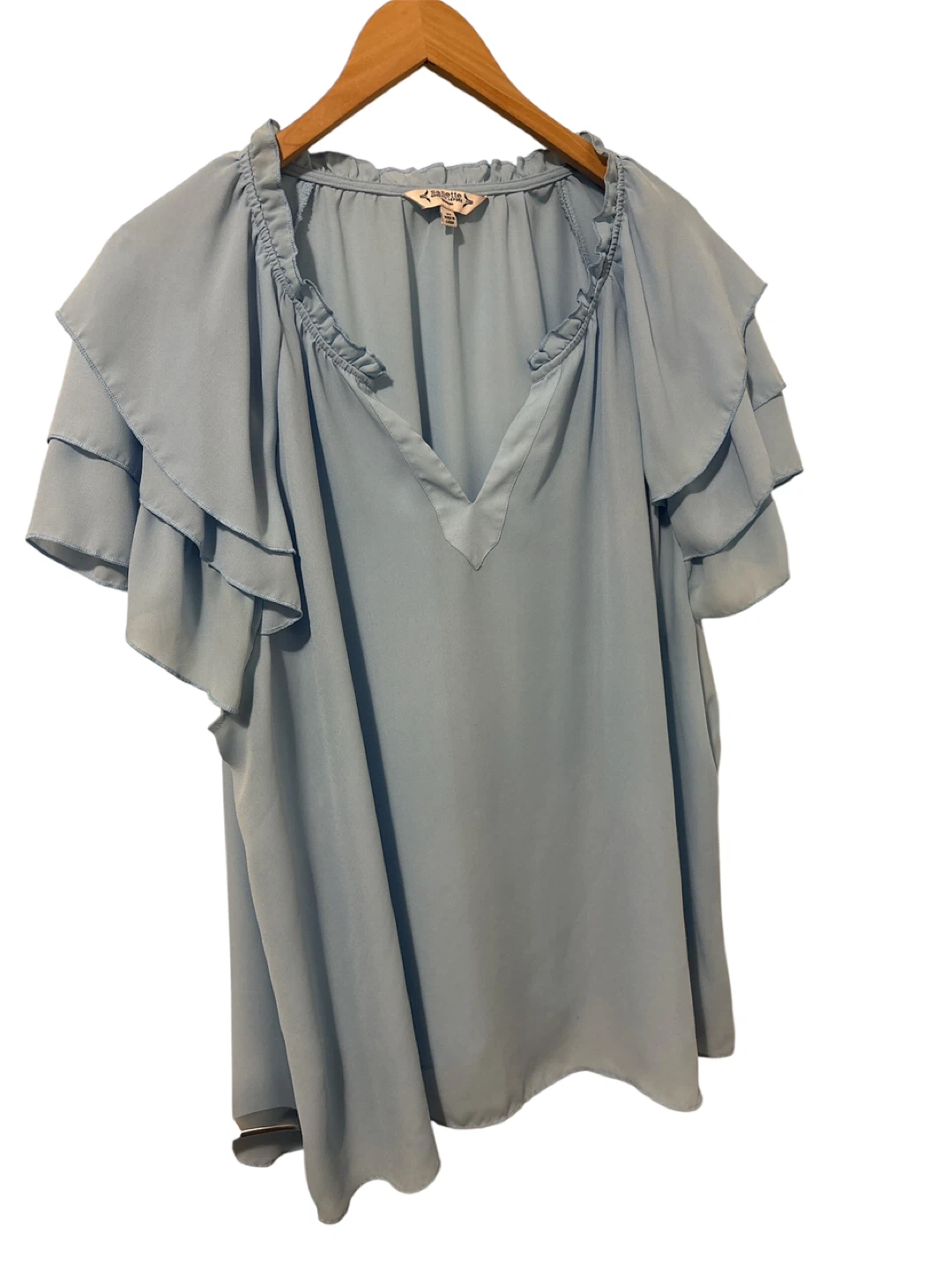 Nanette Lepore Woman Blue Ruffle Sleeve Blouse - Size 3X - photo 2