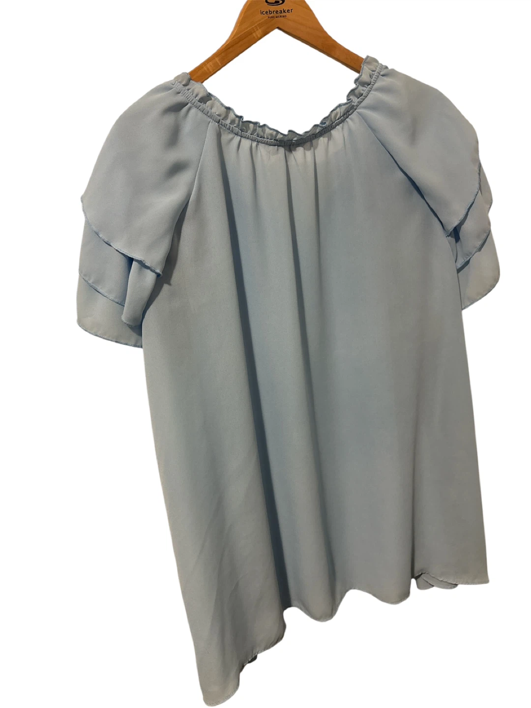 Nanette Lepore Woman Blue Ruffle Sleeve Blouse - Size 3X