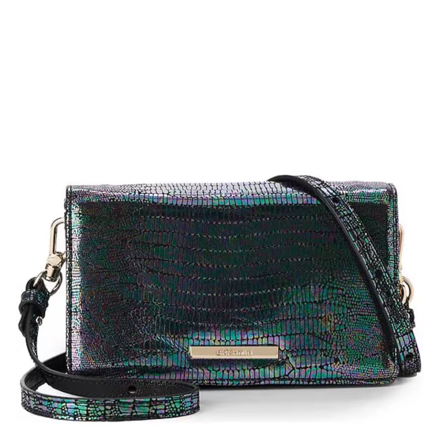 Brahmin Iridescent Croc Embossed Wallet Crossbody Bag