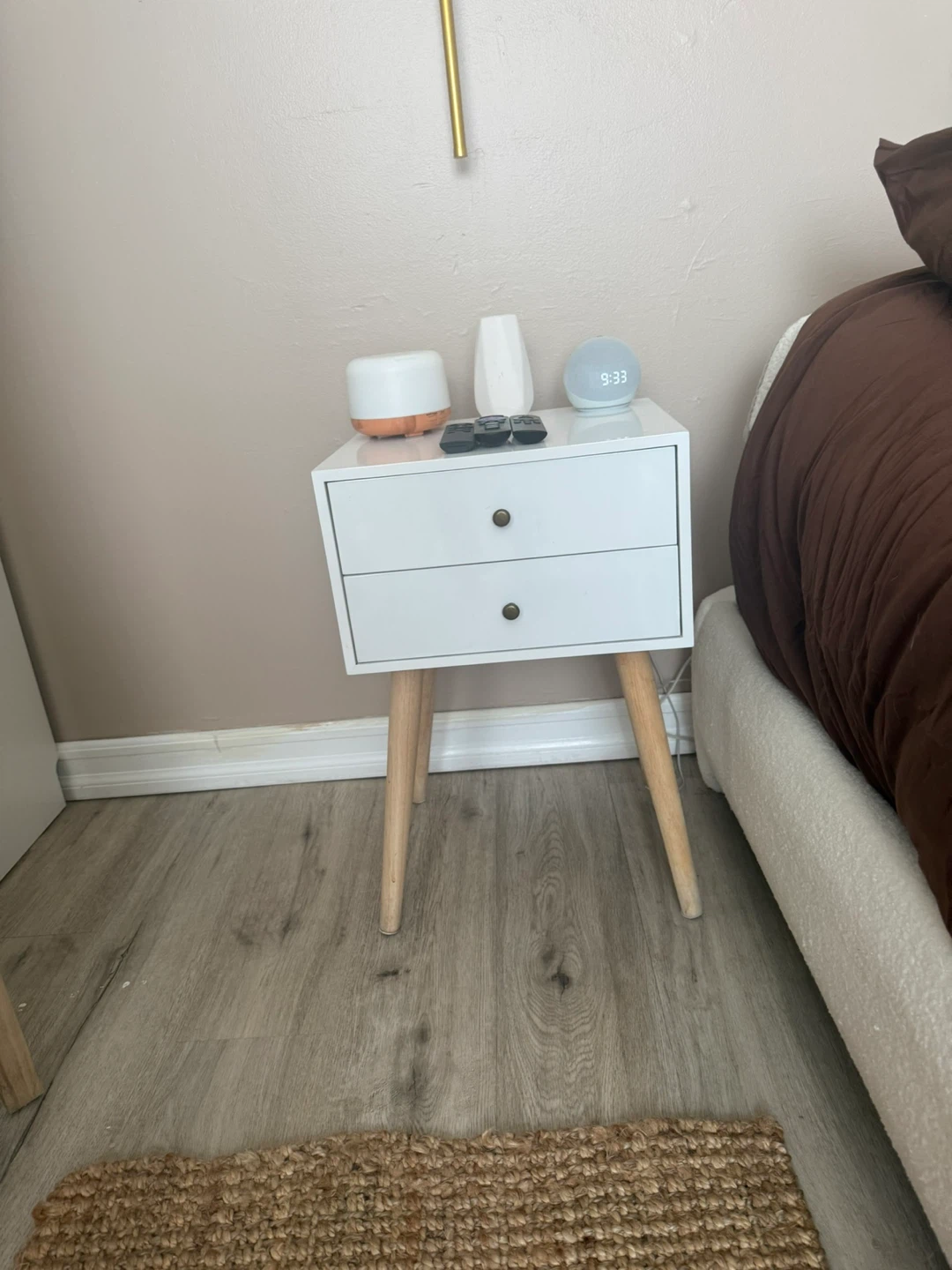 White 2-Drawer Nightstand with Tapered Legs ( unit 2)