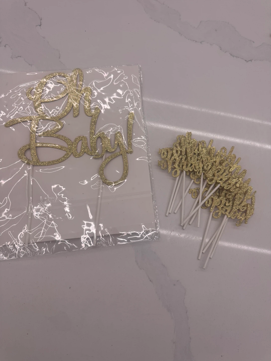 baby shower cake and cupcake toppers