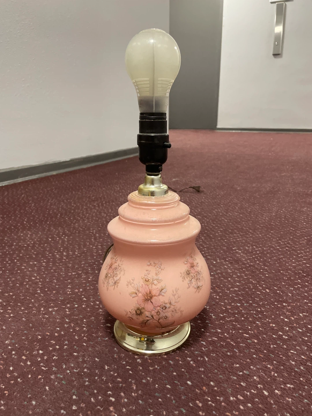 Pink Floral Glass Table Lamp