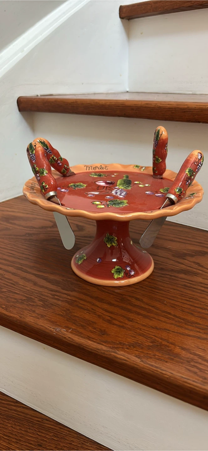 🥕Merlot Ceramic Cheese Board with Spreaders
