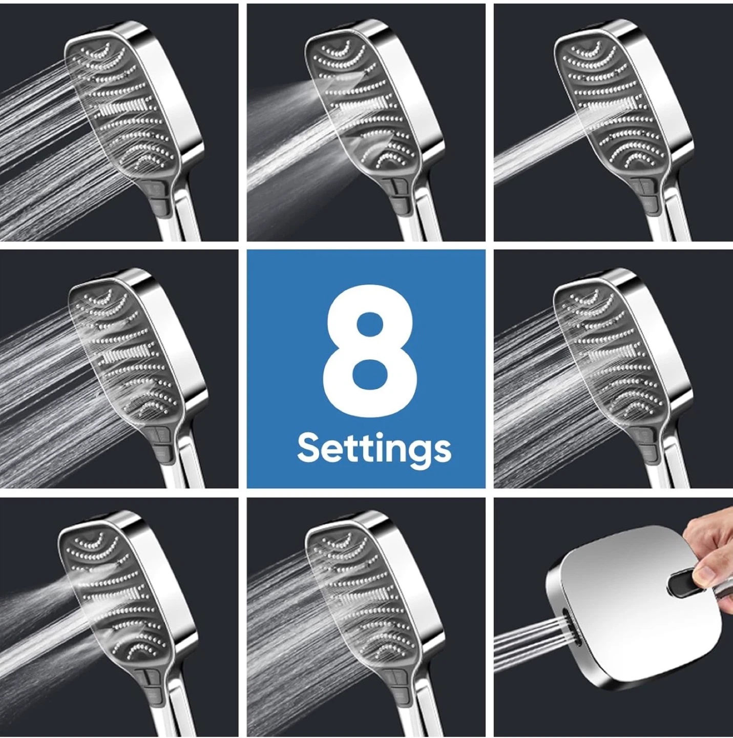 Self-Clean Anti-Clog Nozzles Handheld Shower Head - photo 3