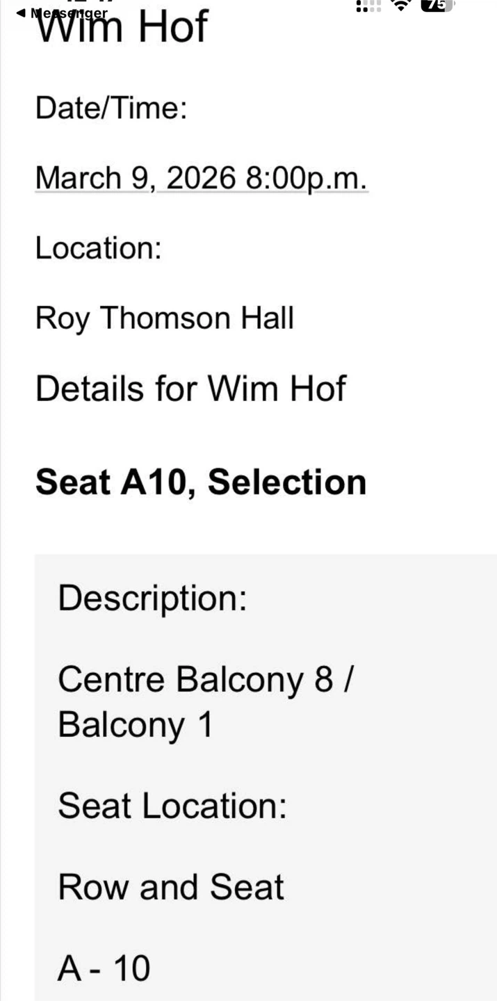Wim Hof Event Ticket - March 9, 2026 - Toronto - photo 3
