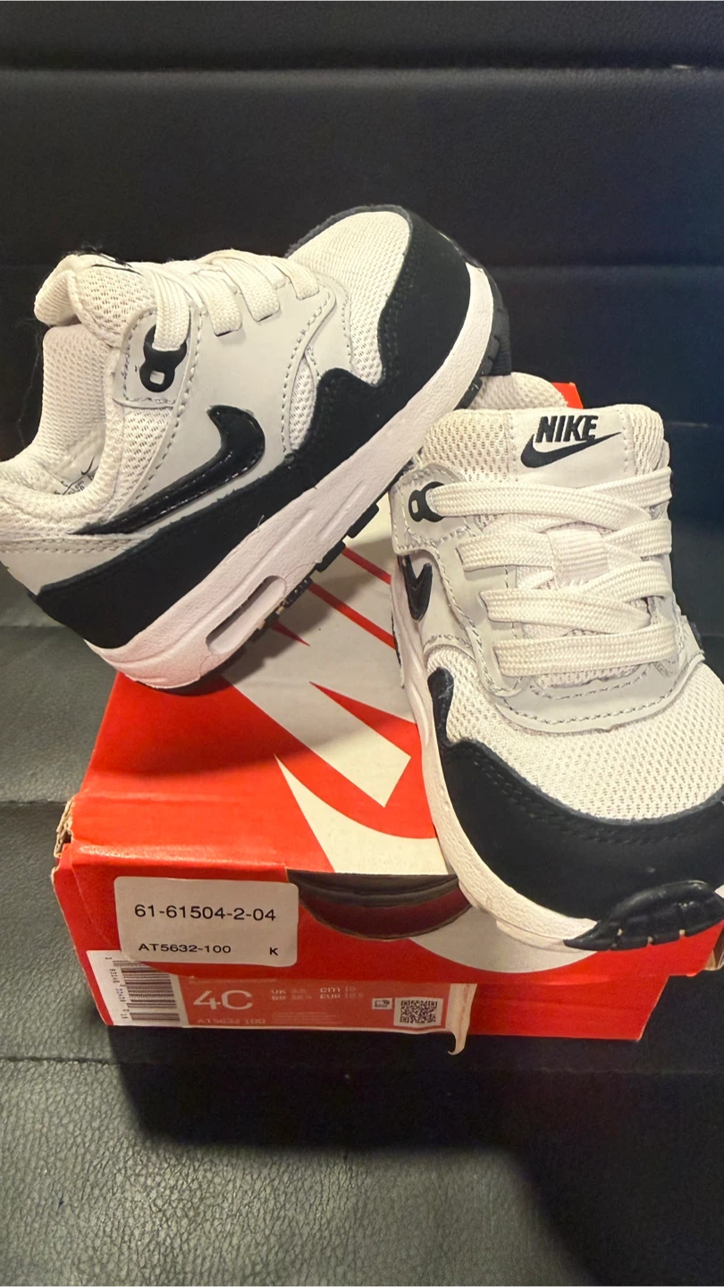 Nike Air Max 1 Toddler Shoes White/Black 4C - photo 2