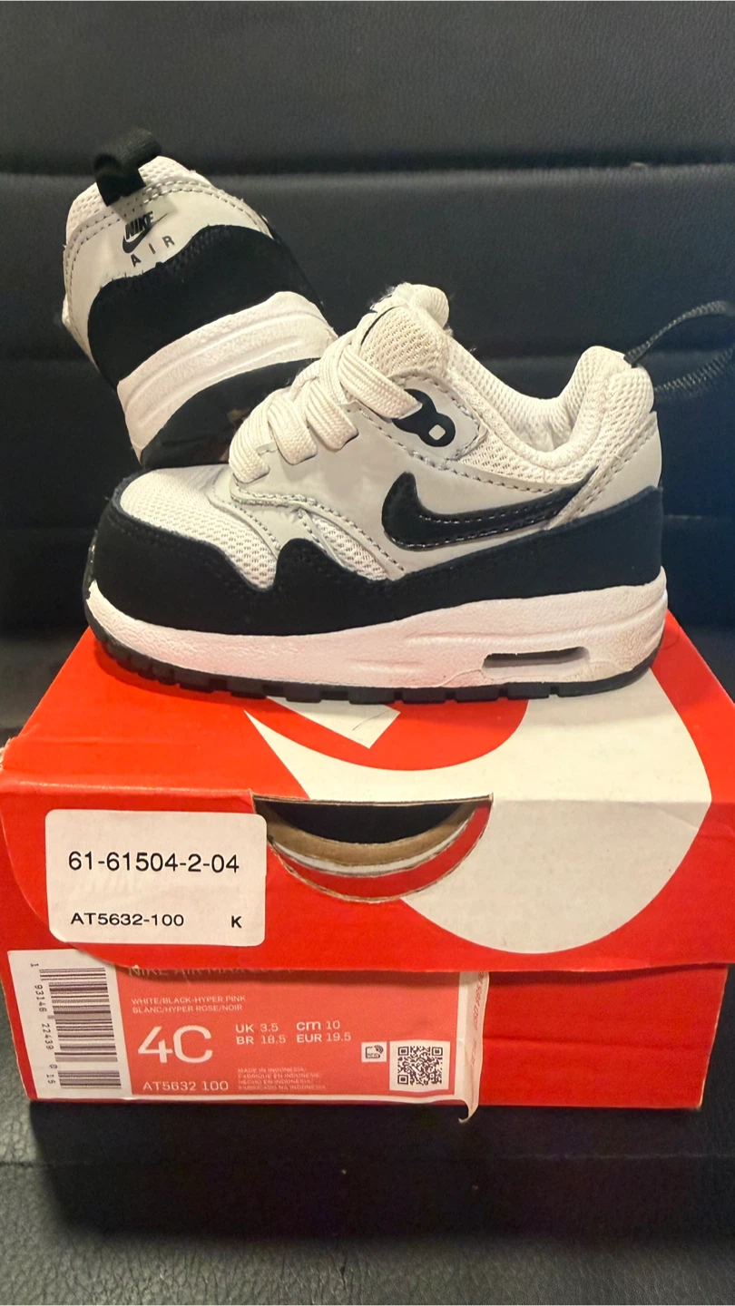 Nike Air Max 1 Toddler Shoes White/Black 4C