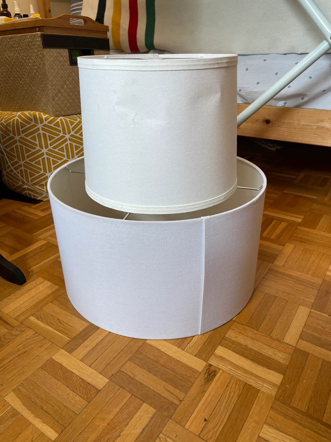 White Fabric Drum Lampshade