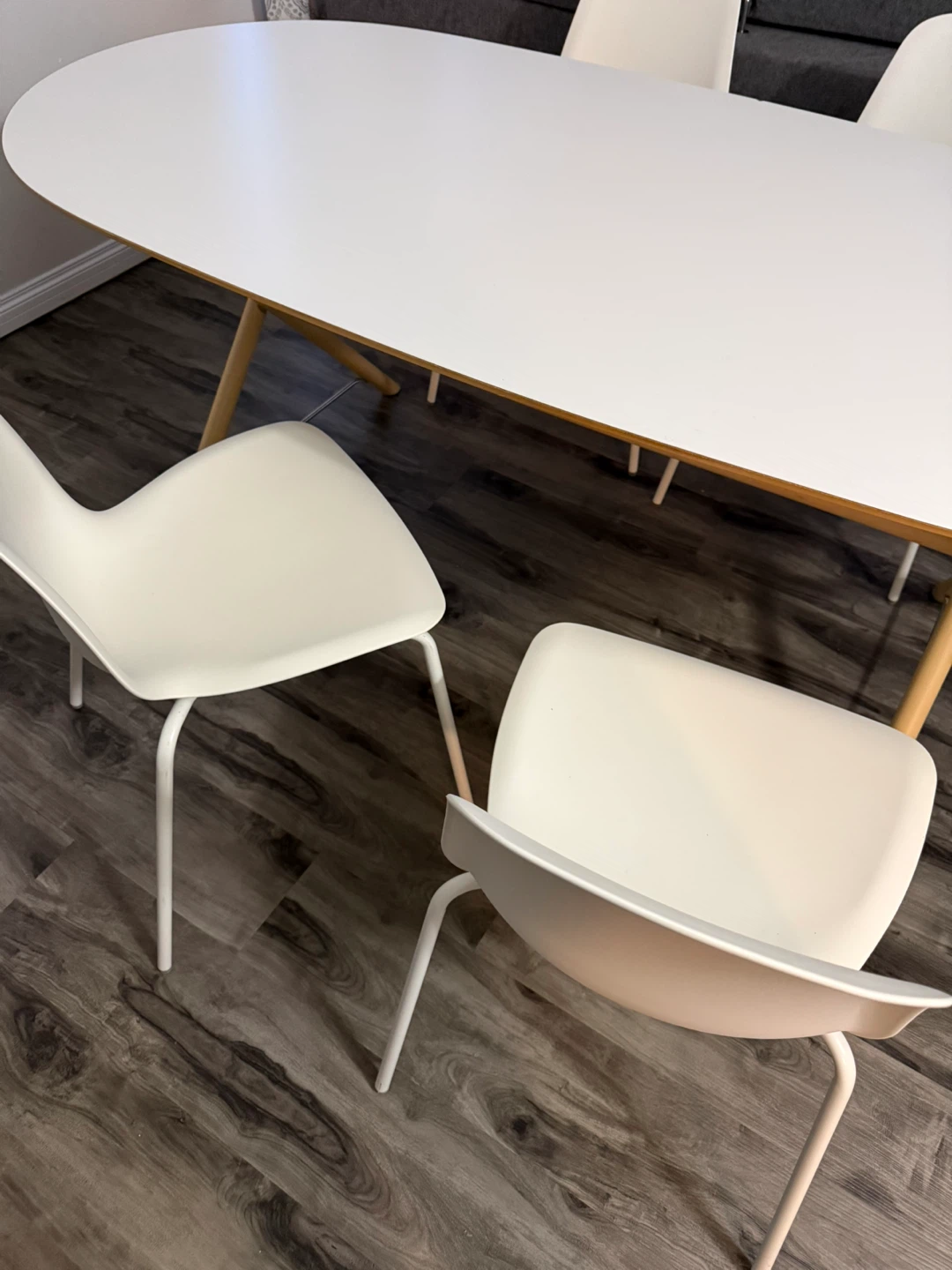 White Oval Dining Table with 4 Chairs - photo 2
