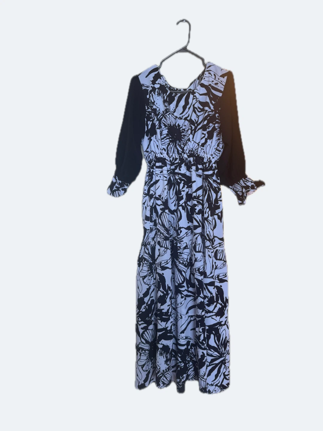 Black and White Floral Maxi Dress