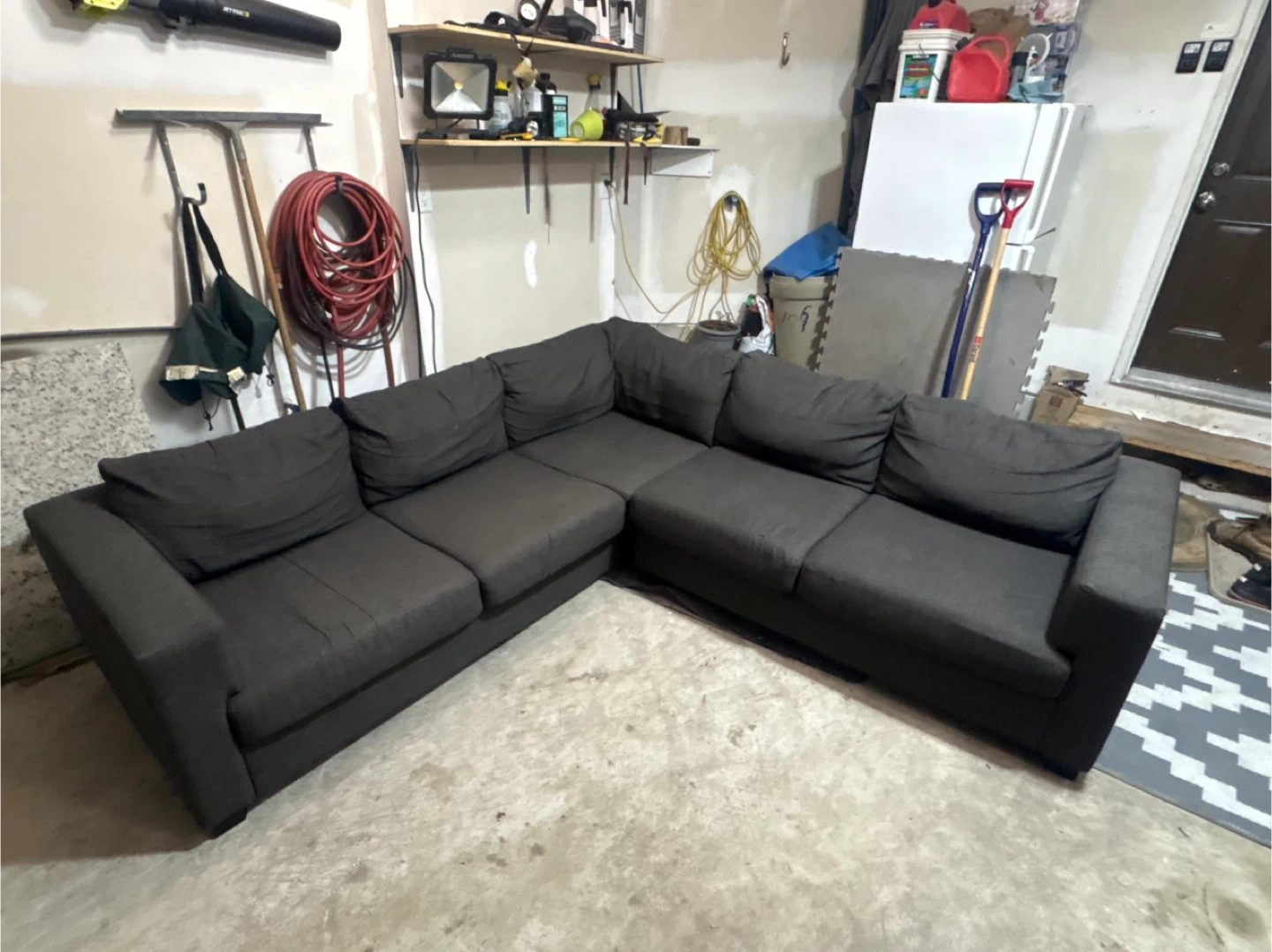 Eq3 Dark Grey Sectional Sofa - Free Delivery | Great Condition