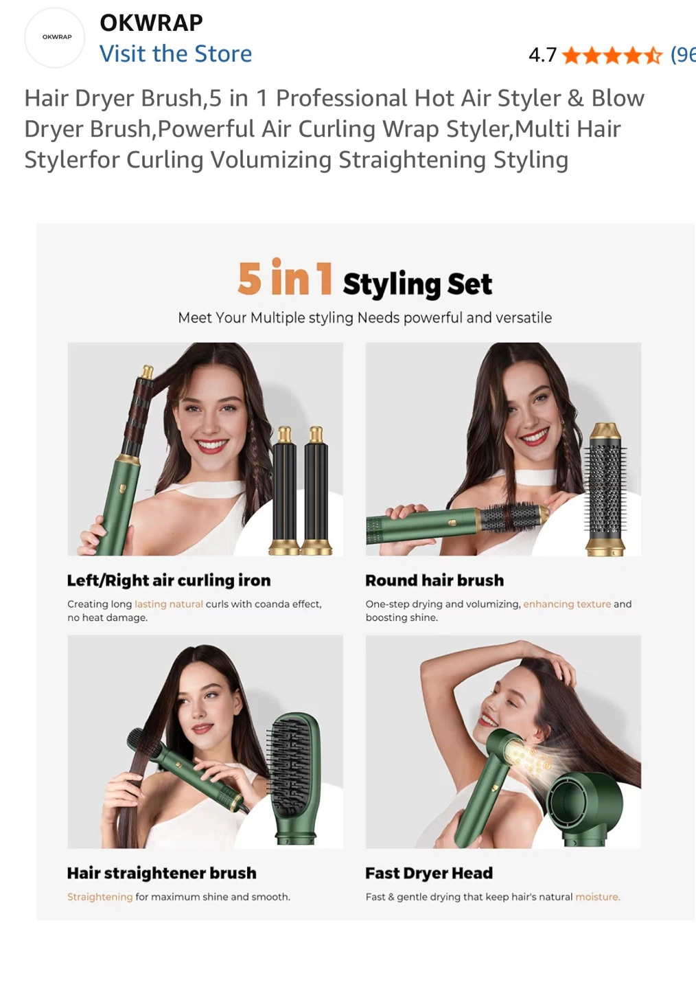 OKWRAP 5-in-1 Hot Air Styler and Blow Dryer Brush - photo 2