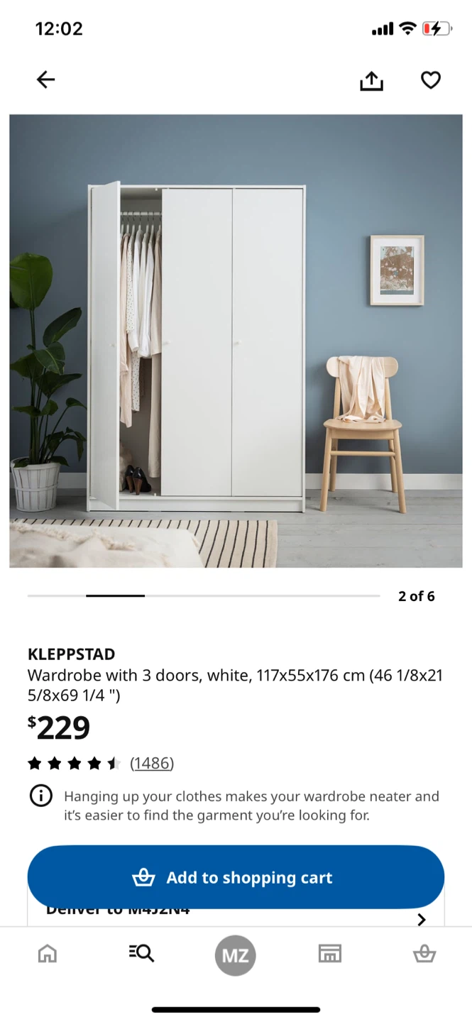 IKEA KLEPPSTAD Wardrobe with 3 Doors, White - photo 3
