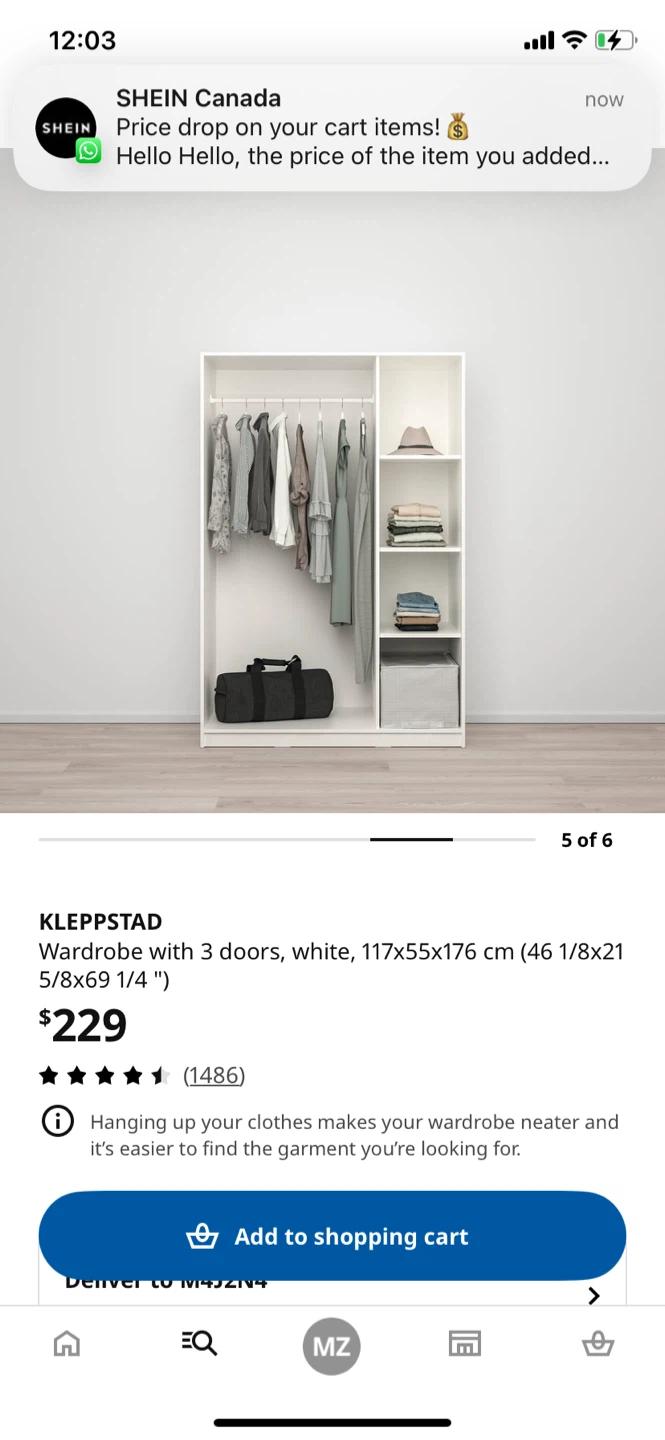 IKEA KLEPPSTAD Wardrobe with 3 Doors, White - photo 2