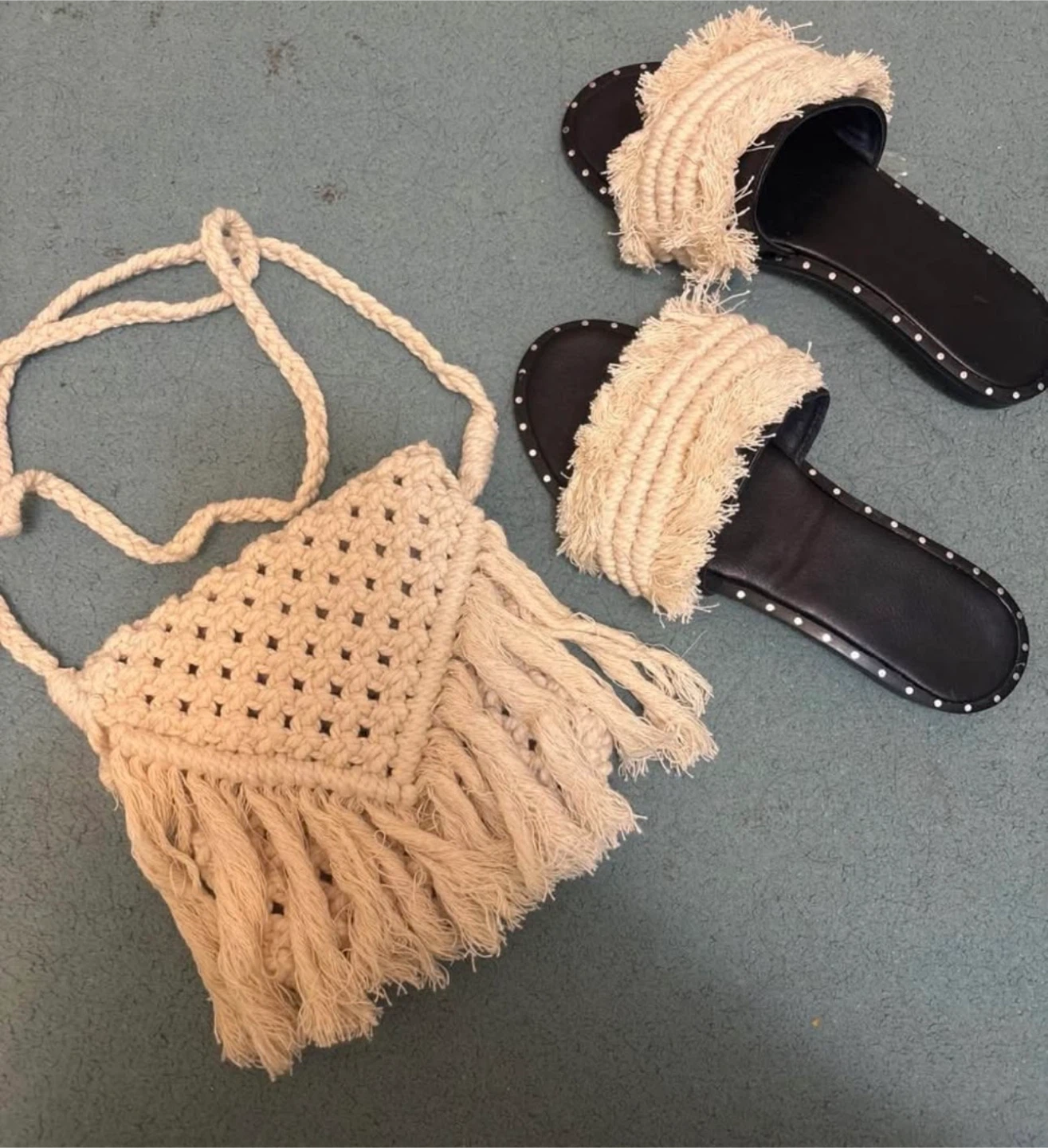Handmade Macrame Bag and Sandal Set